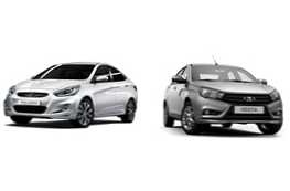 Perbandingan Hyundai Solaris atau Lada Vesta dan apa yang lebih baik untuk diambil